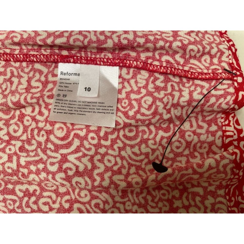 Reformation Yasmin Sundress Flare Mini Dress in Scribble Red Size 10 - Picture 9 of 9